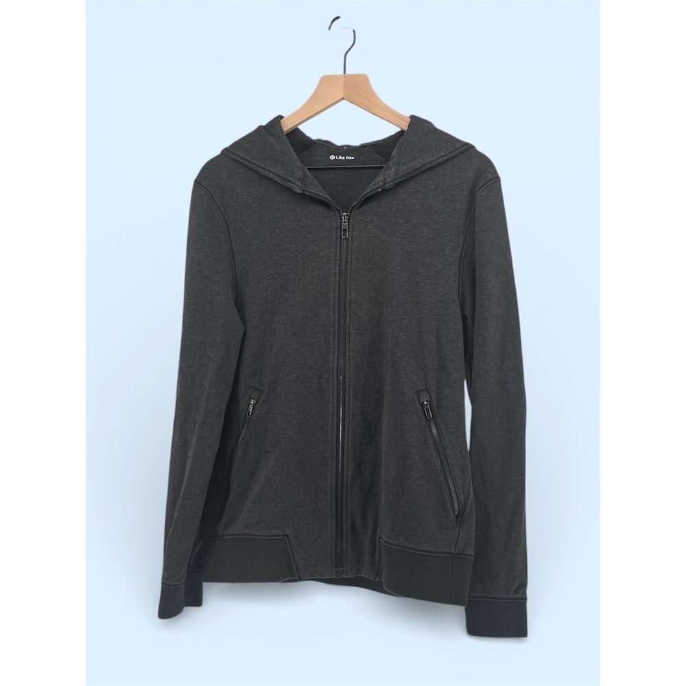 Lululemon Cross Cut Full Zip Hoodie Mens Medium Charcoal Gray Heathered Jacket